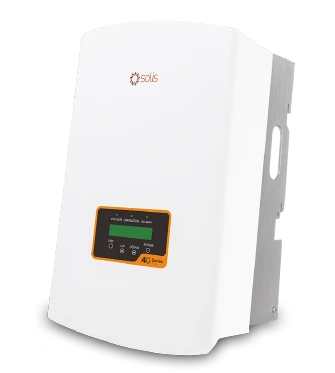 Wall-mounted Solis brand inverter with digital display